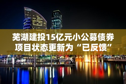 芜湖建投15亿元小公募债券项目状态更新为“已反馈”