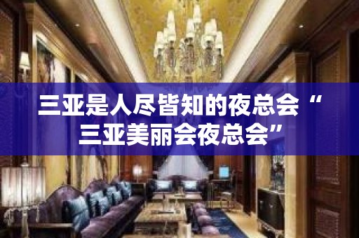 三亚是人尽皆知的夜总会“三亚美丽会夜总会”