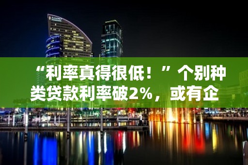 “利率真得很低！”个别种类贷款利率破2%，或有企业“躺赚”存贷差收益