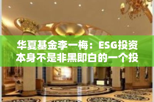 华夏基金李一梅：ESG投资本身不是非黑即白的一个投资的过程