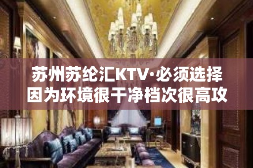 苏州苏纶汇KTV·必须选择因为环境很干净档次很高攻略