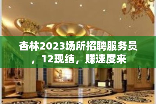 杏林2023场所招聘服务员，12现结，赚速度来