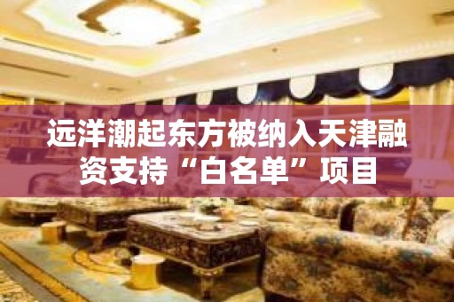 远洋潮起东方被纳入天津融资支持“白名单”项目