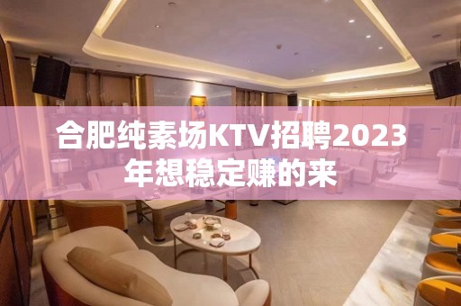 合肥纯素场KTV招聘2023年想稳定赚的来