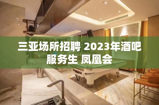 三亚场所招聘 2023年酒吧服务生 凤凰会