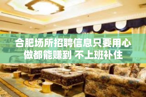 合肥场所招聘信息只要用心做都能赚到 不上班补住