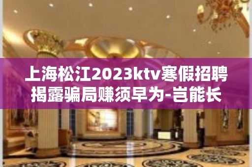 上海松江2023ktv寒假招聘揭露骗局赚须早为-岂能长年少