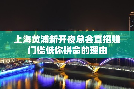 上海黄浦新开夜总会直招赚门槛低你拼命的理由