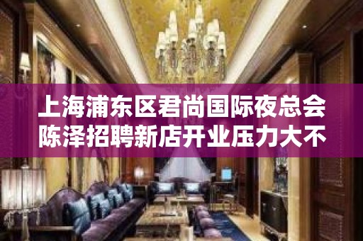 上海浦东区君尚国际夜总会陈泽招聘新店开业压力大不赚？