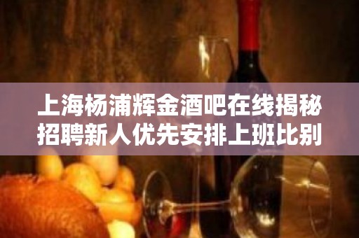 上海杨浦辉金酒吧在线揭秘招聘新人优先安排上班比别人起点更高