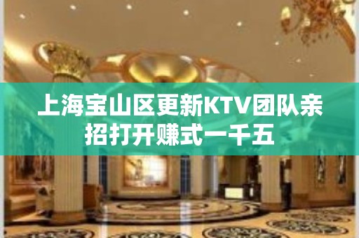 上海宝山区更新KTV团队亲招打开赚式一千五