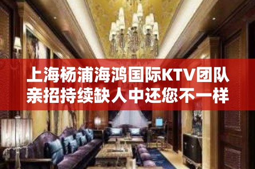 上海杨浦海鸿国际KTV团队亲招持续缺人中还您不一样的人生