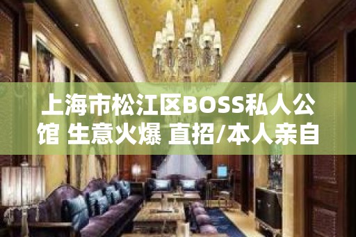 上海市松江区BOSS私人公馆 生意火爆 直招/本人亲自带