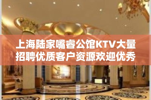 上海陆家嘴睿公馆KTV大量招聘优质客户资源欢迎优秀的你