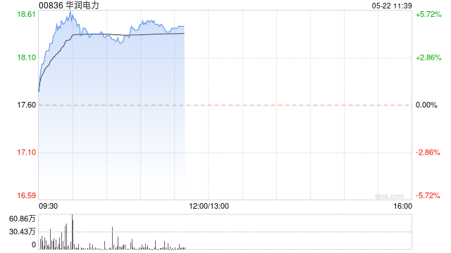 电力股集体走高 华润电力及华能国际电力均涨近5%