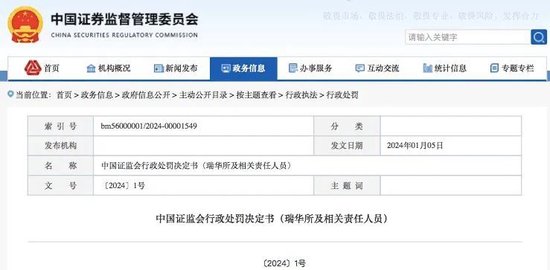 2024年“1号罚单”！证监会发布